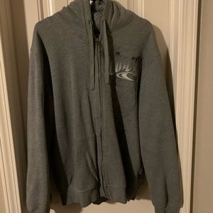 ONeill Grey Fleece Lined Zip Up Hoodie Sweatshirt